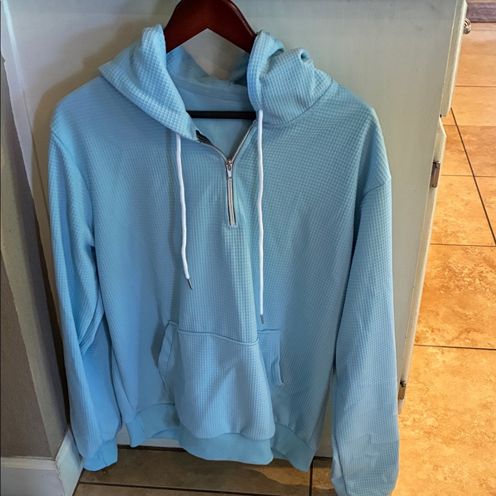 Light Blue Hooded Sweatshirt